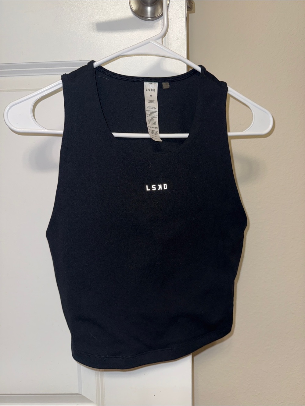LSKD Black Ribbed Cropped Tank